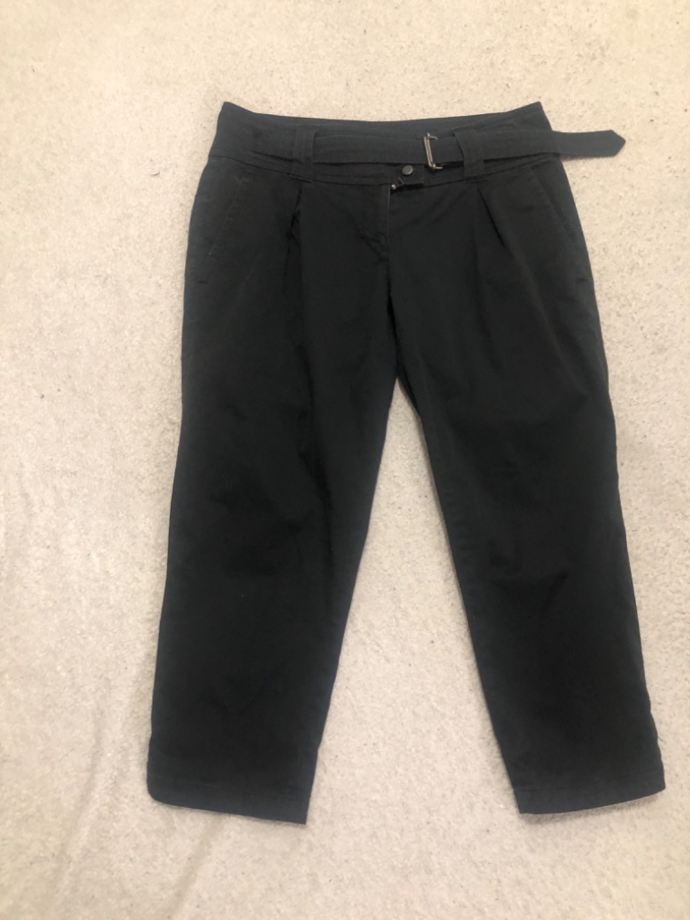 prada pleated black cropped pants with belt size 42 - Picture 2 of 11